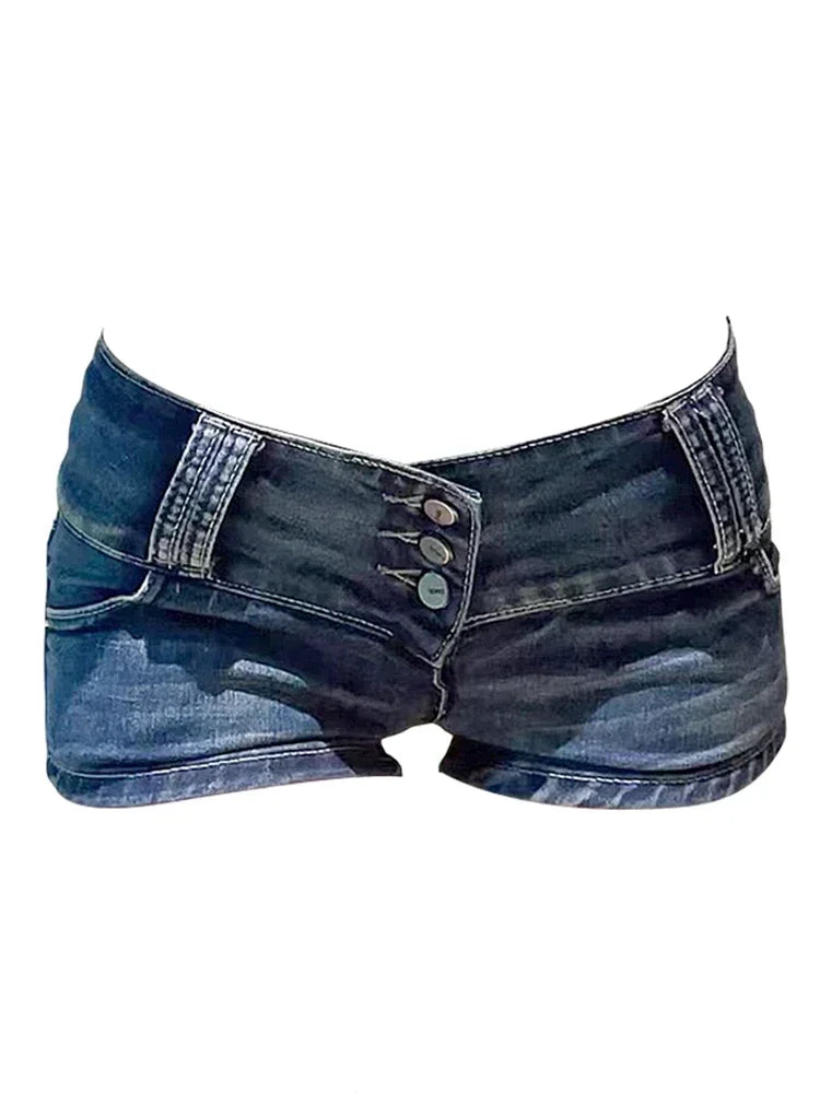 Summer Women Y2k Streetwear Gyaru Harajuku Fashion Grunge Vintage Coquette Low Rise 2000s Jean Shorts Denim Hot Pants Japanese - Smarsty