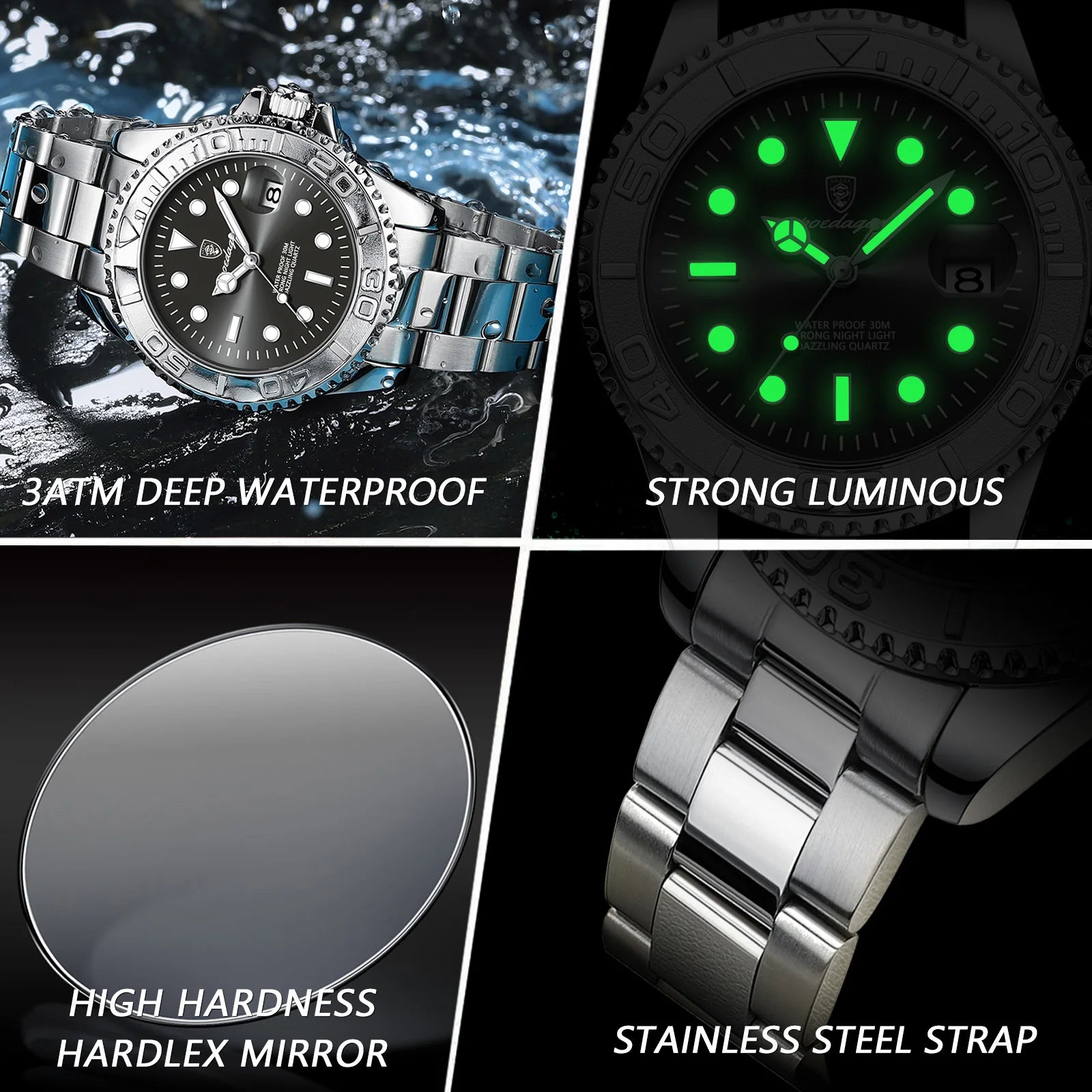 Luxury Waterproof Men's Quartz Watch with Luminous Features - Smarsty