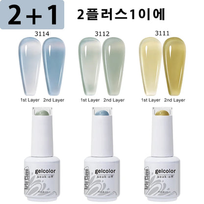 Arte Clavo 3pcs Nude Pink Jelly Gel Polish Set - Smarsty