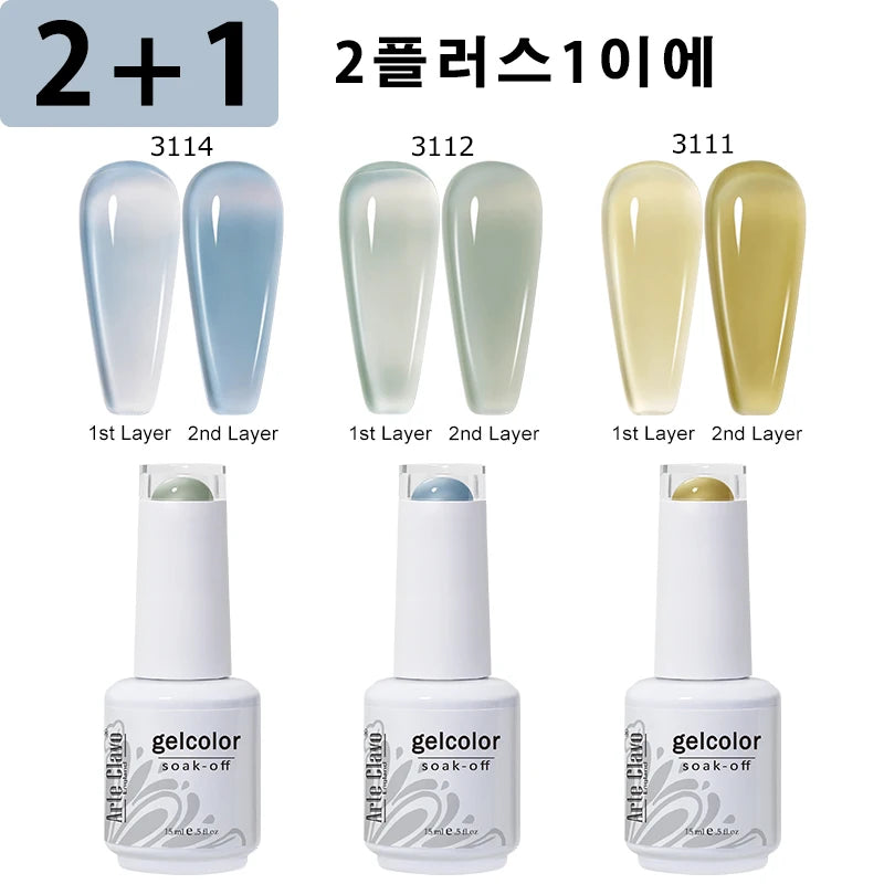 Arte Clavo 3pcs Nude Pink Jelly Gel Polish Set - Smarsty