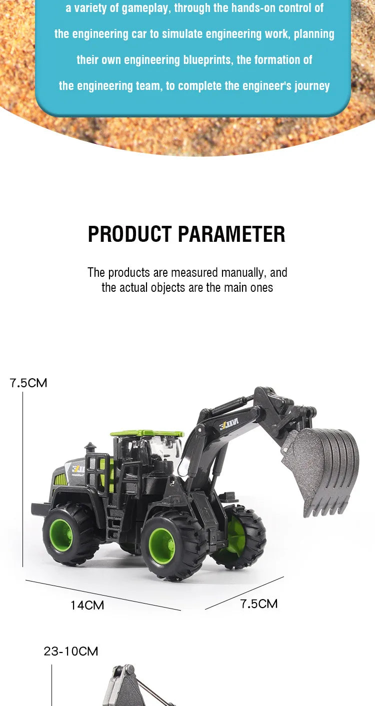 1/50 Model Car Bulldozer Truck Excavator Crane Forklift Construction Engineering Vehicle Toys for Boys Children Educational Toys by Smarsty