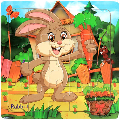 New 20 Piece Wooden 3d Puzzle Cartoon Animal Vehicle Jigsaw Puzzle Montessori Educational Toys For Kids Baby 1 2 3 Years by Smarsty