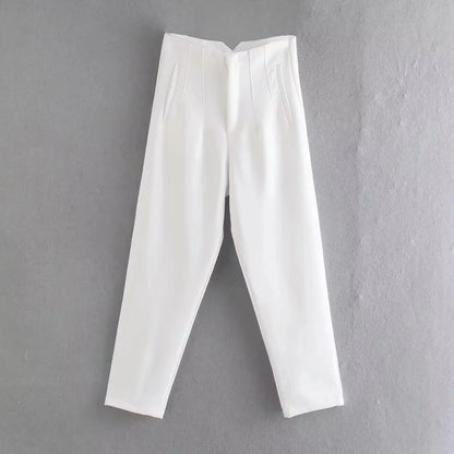 TRAFZA Women Elegant Solid Pencil Pants High Waist Pant For Women Casual Streetwear Woman Trousers Office Wear Chic Pant - Smarsty