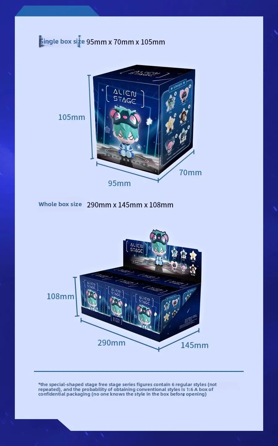 6PCS Blind Box Alien Stage Free Stage Series TILL Two-dimensional Animation Peripherals Collection Model Doll Surprise Gifts Toy by Smarsty