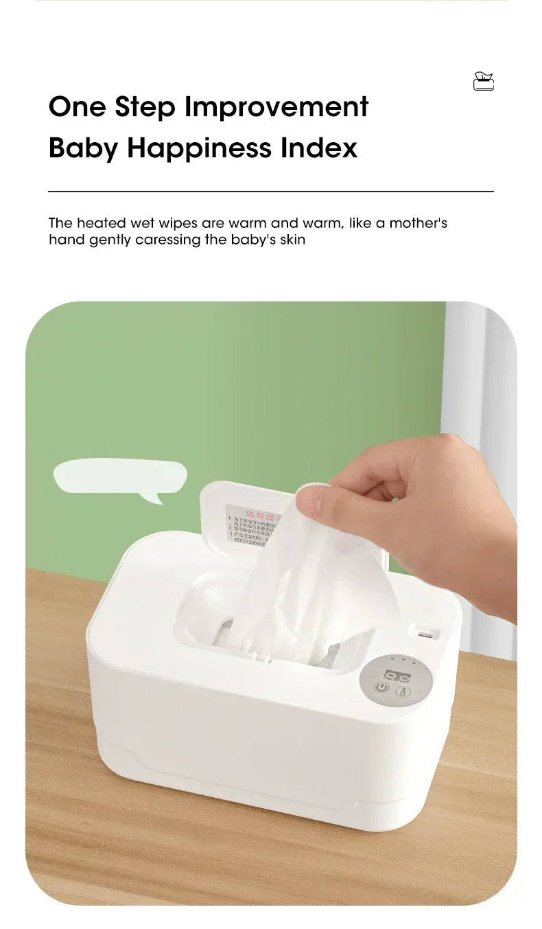 Baby Wipe Warmer Heater with LED Display Wet Towel Dispenser Portable USB Charge Baby Wipe Warmer Napkin Heating Box Home/Car - Smarsty