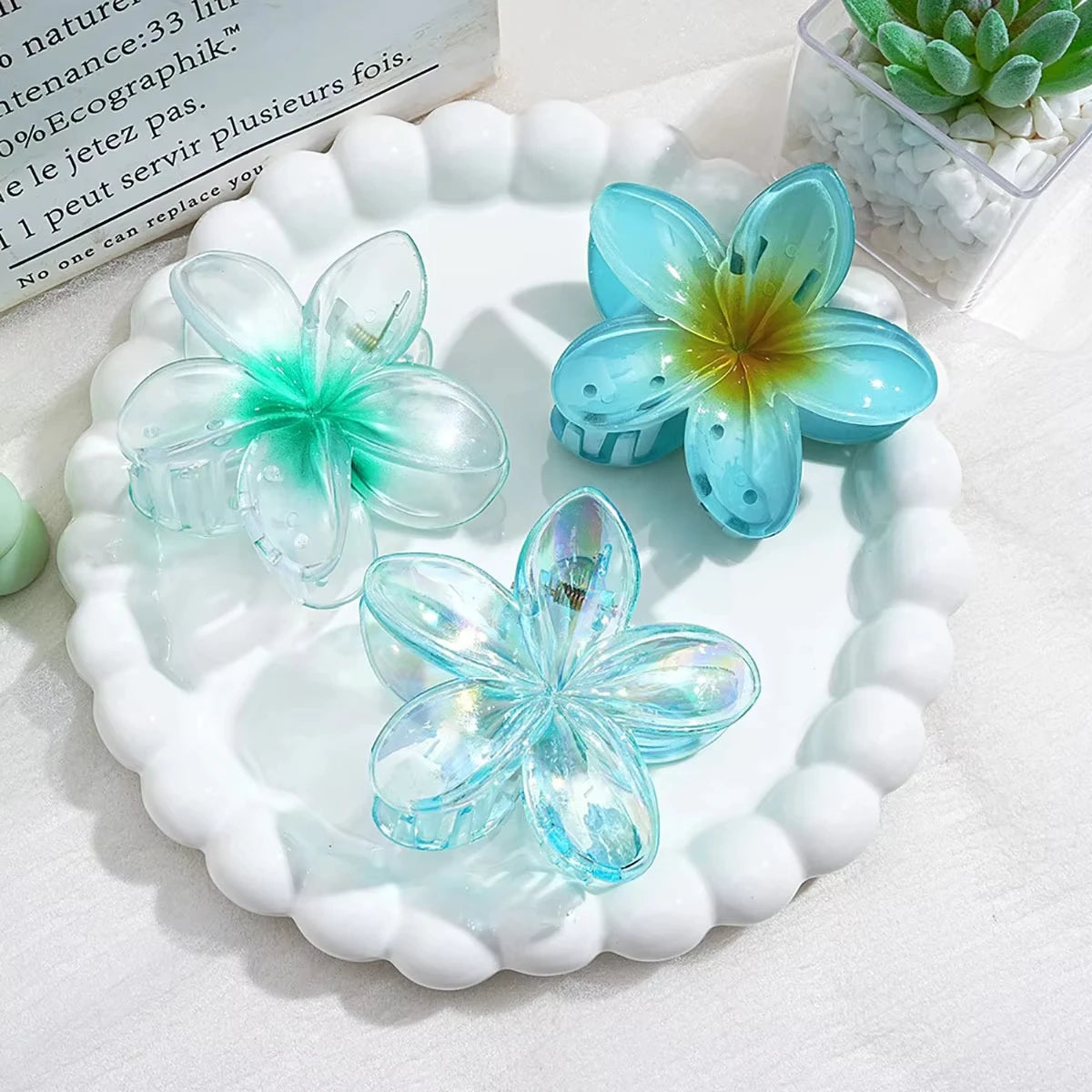 3Pcs Summer Flower Hair Claw Clips Secure Hold For Women - Smarsty