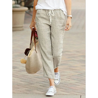 Autumn Cotton Women's Pants Y2K Black Drawstring Elastic Waist Casual Pants Female Loose Fashion Elegant Ladies Bottom - Smarsty