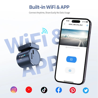 2K Tiny Car DashCam With WiFi App And Voice Control - Smarsty