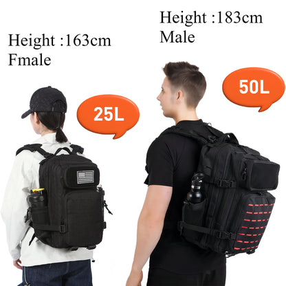 25L/50L Tactical Backpack Bag Hunting MOLLE Backpack GYM For Men EDC Outdoor Hiking Rucksack Witch 2 Bottle Holders - Smarsty
