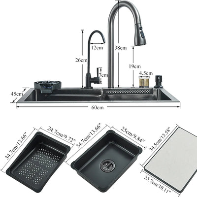 Large Single Bowl Stainless Steel Kitchen Sink with Faucet - Smarsty