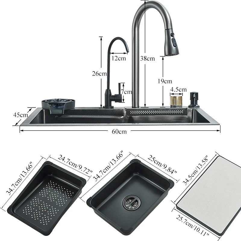 Large Single Bowl Stainless Steel Kitchen Sink with Faucet - Smarsty