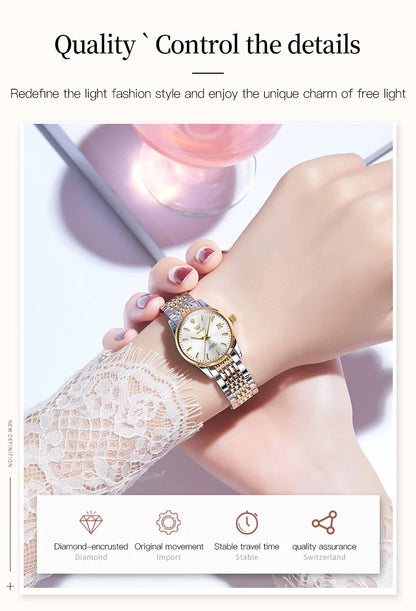 OLEVS Ladies Automatic Wristwatch Waterproof Stainless Steel - Smarsty