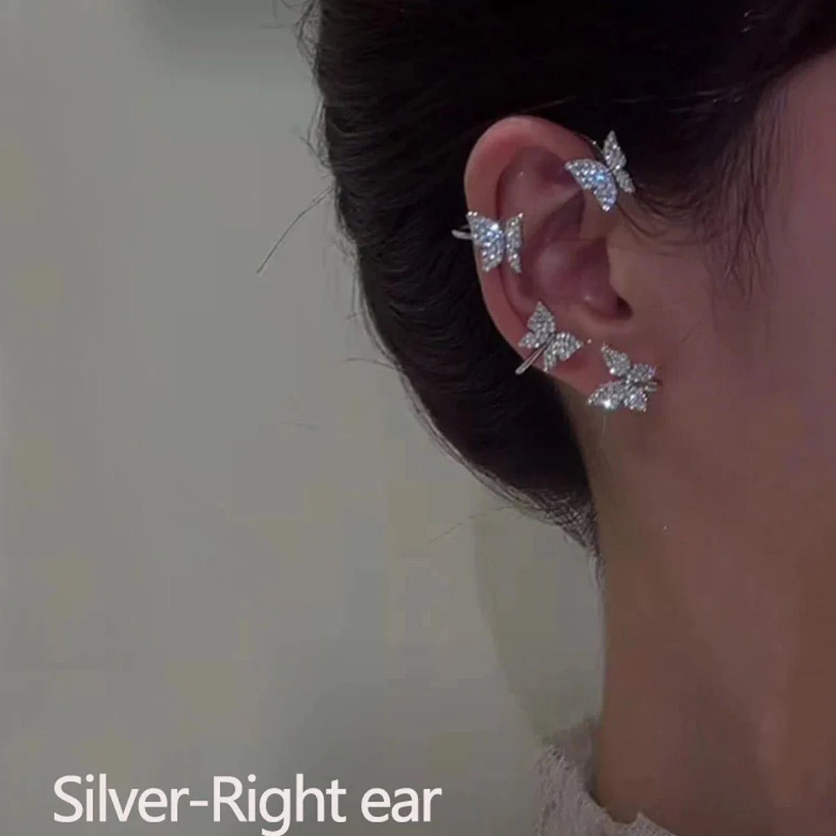 Korean Style Butterfly Ear Clips for Women Sparkling Jewelry - Smarsty