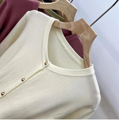 AOSSVIAO Long Sleeve Sweaters Cardigan Spring Autumn Women O-Neck Knitwear Tops Clothing Fashion Basic Tops