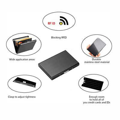 Fashion Durable 6 Card Slots Card Holder Stainless Steel Case Anti-demagnetization Box Portable Organizer Protector - Smarsty