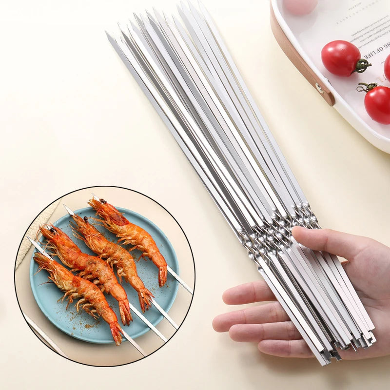 Stainless Steel Barbecue Skewers Reusable Easy Clean Design - Smarsty