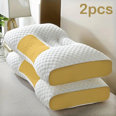 2pcs Massage Neck Pillows Adjustable Ergonomic Orthopedic Contour Support, High-Quality Pillow Core, All-Season Sleeping Comfort