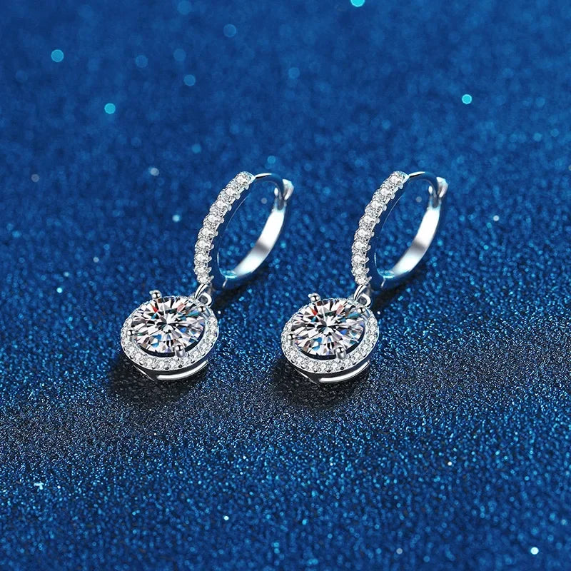 Sterling Silver Moissanite Hoop Earrings Hypoallergenic - Smarsty