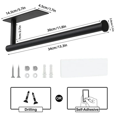 Paper Towel Holder Punch-Free Roll Paper Holder Kitchen Tissue Shelf Under Cabinet Fresh Film Tin Foil Holder Accessory by Smarsty
