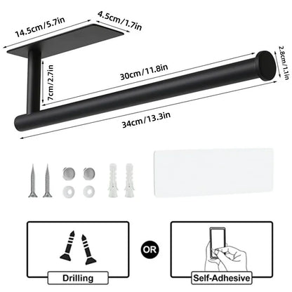 Paper Towel Holder Punch-Free Roll Paper Holder Kitchen Tissue Shelf Under Cabinet Fresh Film Tin Foil Holder Accessory