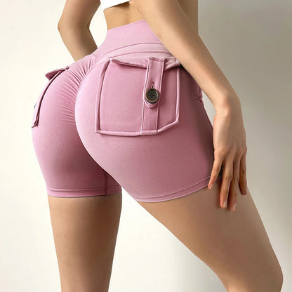 Peach Butt Fitness Shorts Women's Exercise Three-Quarter Pants Cargo Air Dry Pocket Yoga  Tight  Lift Summer - Smarsty