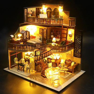 Wooden Doll House 3D Puzzle Assembly Building Model Kit Production Small Room Toys Home Bedroom Decoration With Furniture Light by Smarsty