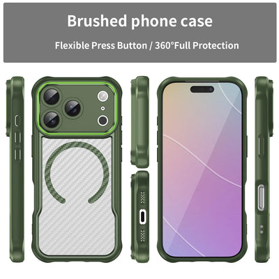 armor Carbon Fiber Textured Magnetic Phone case for iPhone 17 Air 16 E 15 14 Plus 13 12 11 Pro Max for Magsafe Shockproof Cover