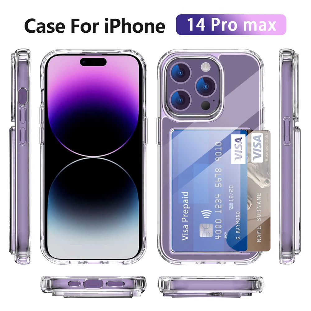 Clear Transparent Wallet Case With Card Slots For Iphone - Smarsty