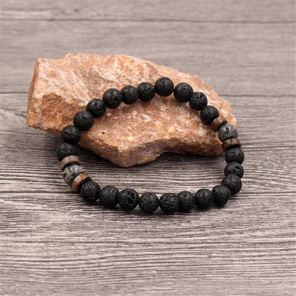 Volcanic Stone Bracelet for Men with Buddha Charm - Smarsty