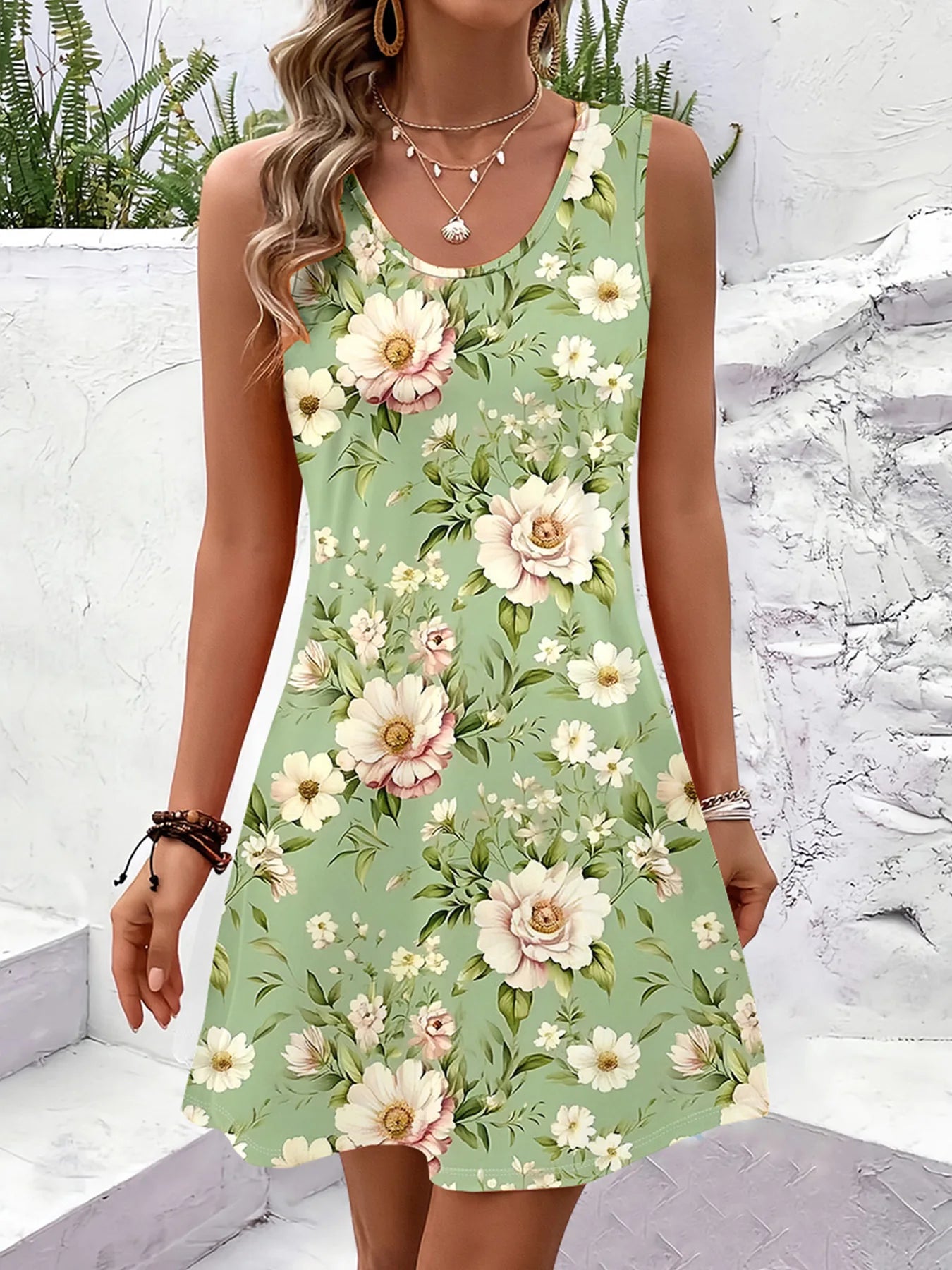 Women Summer Sleeveless Bohemian Dress Exclusive Print Vacation Dress  Birthday Dress for Women Beach Dress Dress for Women - Smarsty