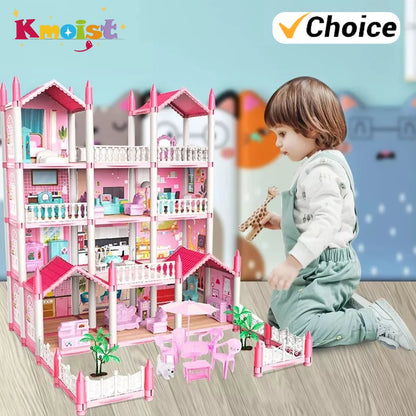 Girl Doll House Toy Children Pretend Play Dollhouse Villa Patchwork Dream Furniture Home Doll House for Kids Christmas Toy Gifts by Smarsty