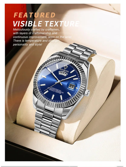 BINBOND Mens Waterproof Quartz Watch with Stainless Steel Band - Smarsty