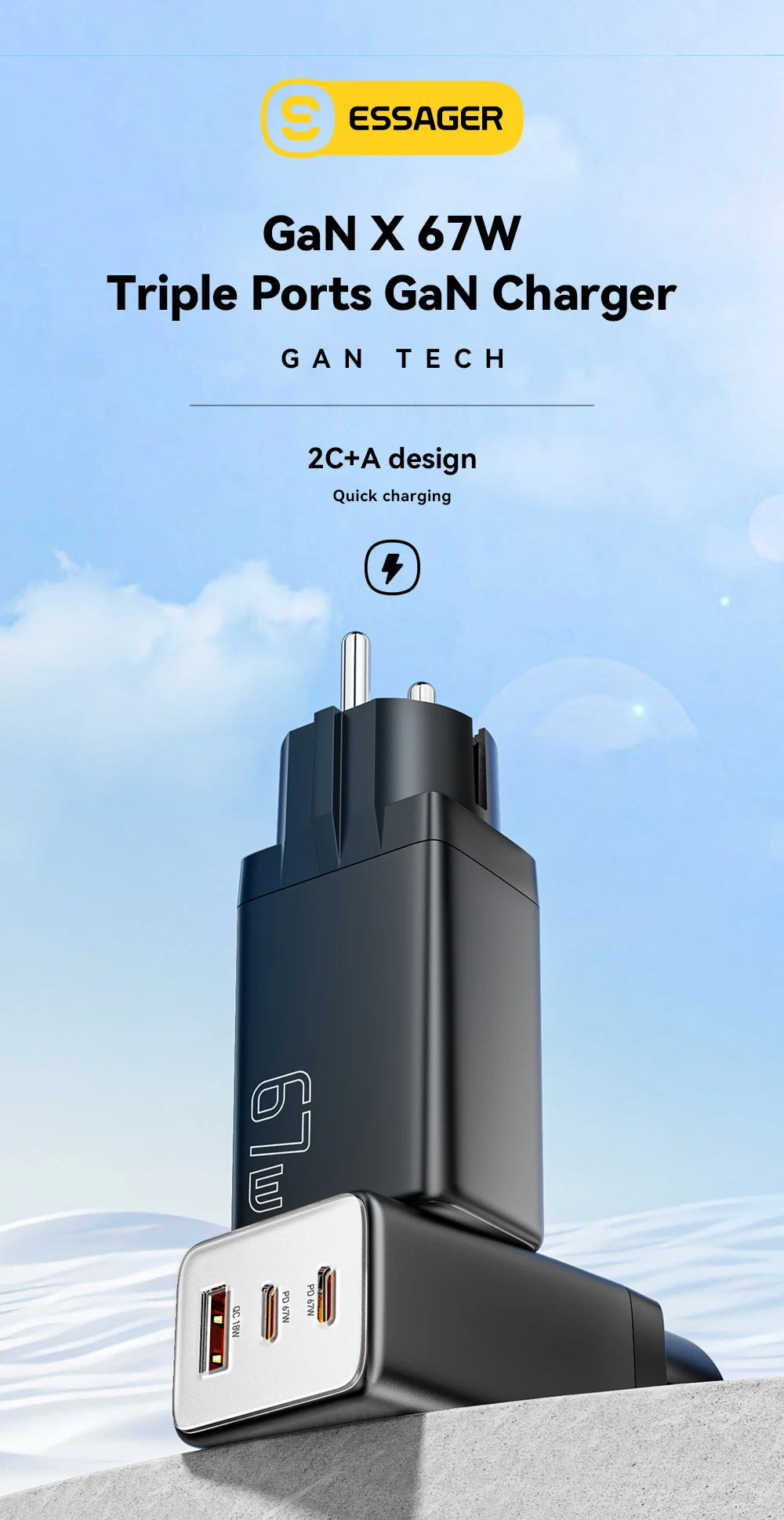 GaN USB C Charger 67W 45W Fast Charging For iPhone - Smarsty