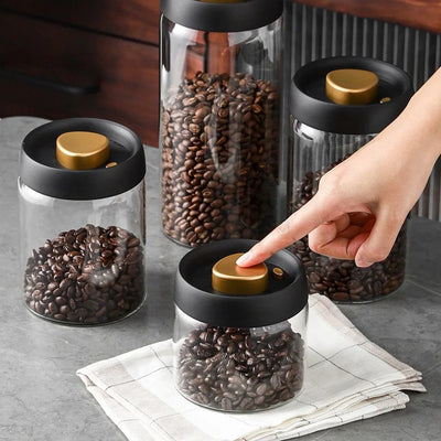 Coffee Bean Sealed Jar, Kitchen Storage, Glass Jar, Moisture-Proof, Vacuum Pressed Storage Jar, Tea, Rice, Peanut Storage by Smarsty