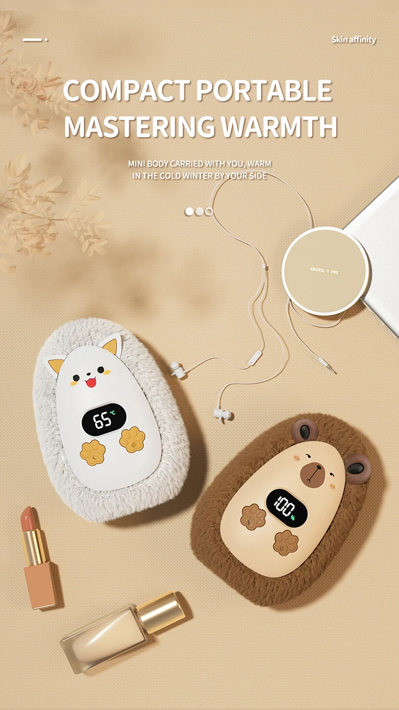 Plush Hand Warmer Winter Mini Portable Three-speed Adjustment Battery Life Long-lasting Smart Temperature Control Hand Warmer - Smarsty