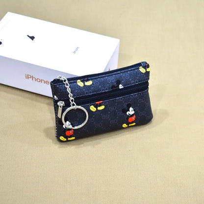 Disney Mickey Mouse Premium Genuine Leather Cartoon Phone Wallet Anime Coin Purse High-capacity Card Package Portable Wallet New