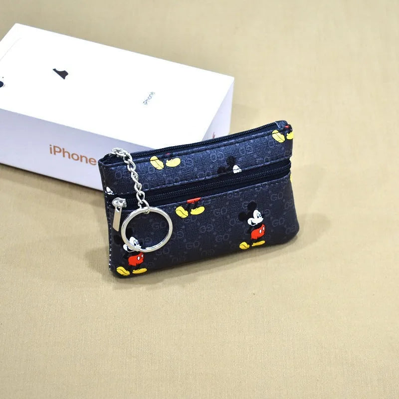 Disney Mickey Mouse Premium Genuine Leather Cartoon Phone Wallet Anime Coin Purse High-capacity Card Package Portable Wallet New