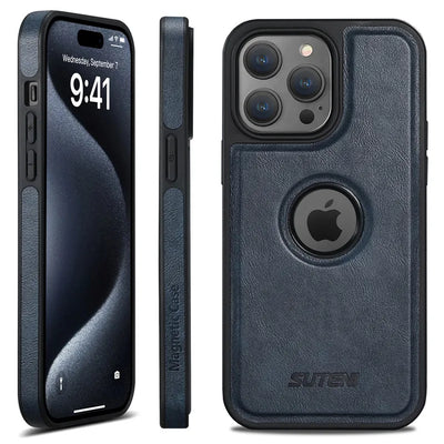 Luxury Leather MagSafe Magnetic Wireless Charging Case For iPhone 15 16 17 Pro Max 14Plus 13Pro 12 Pro Max Back Cover