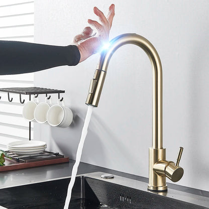 Pull Out Sensor Black Kitchen Faucet With Touch Control - Smarsty