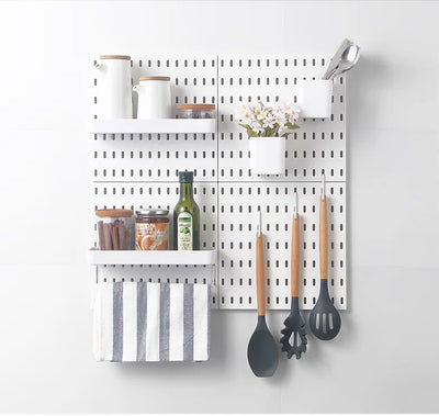 New DIY Pegboard Accessories Hanging Shelf Storage Hooks Wall Organizer No Punching Crafts Organization For Garage Kitchen Room by Smarsty