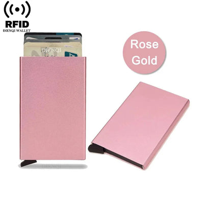 Rfid Credit Card Holder Metal Thin Slim Smart Wallet Men Women Wallets Pop Up Minimalist Small Black Purse Mini Walets for Men - Smarsty