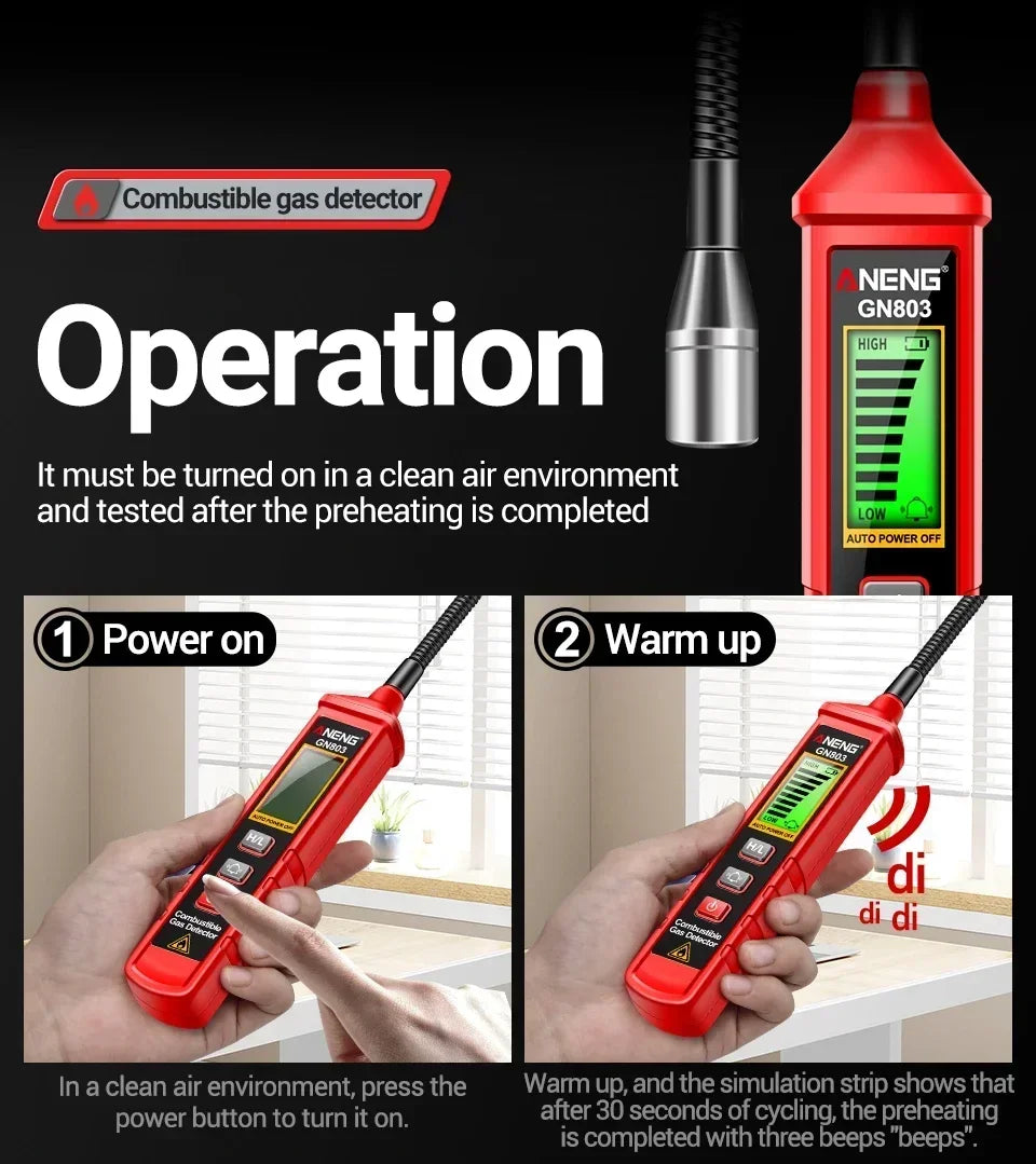 ANENG GN803 Portable Gas Leak Detector with LCD Display - Smarsty