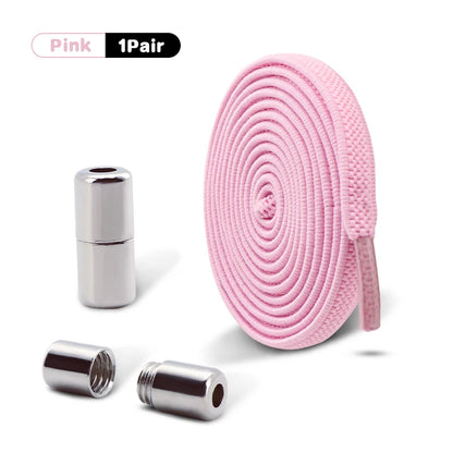 1Pair Elastic Laces Sneakers No Tie Shoe laces Capsule Lock Shoelaces Without ties Kids Adult 0.6cm Flat Shoelace for Shoes - Smarsty