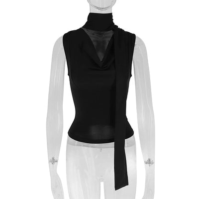 Solid Tank Summer New Women Sexy Sleeveless V-Neck Lady Top Fashion Bandage Streetwear Casual Slim Tank Elegant Knitted Clothing - Smarsty