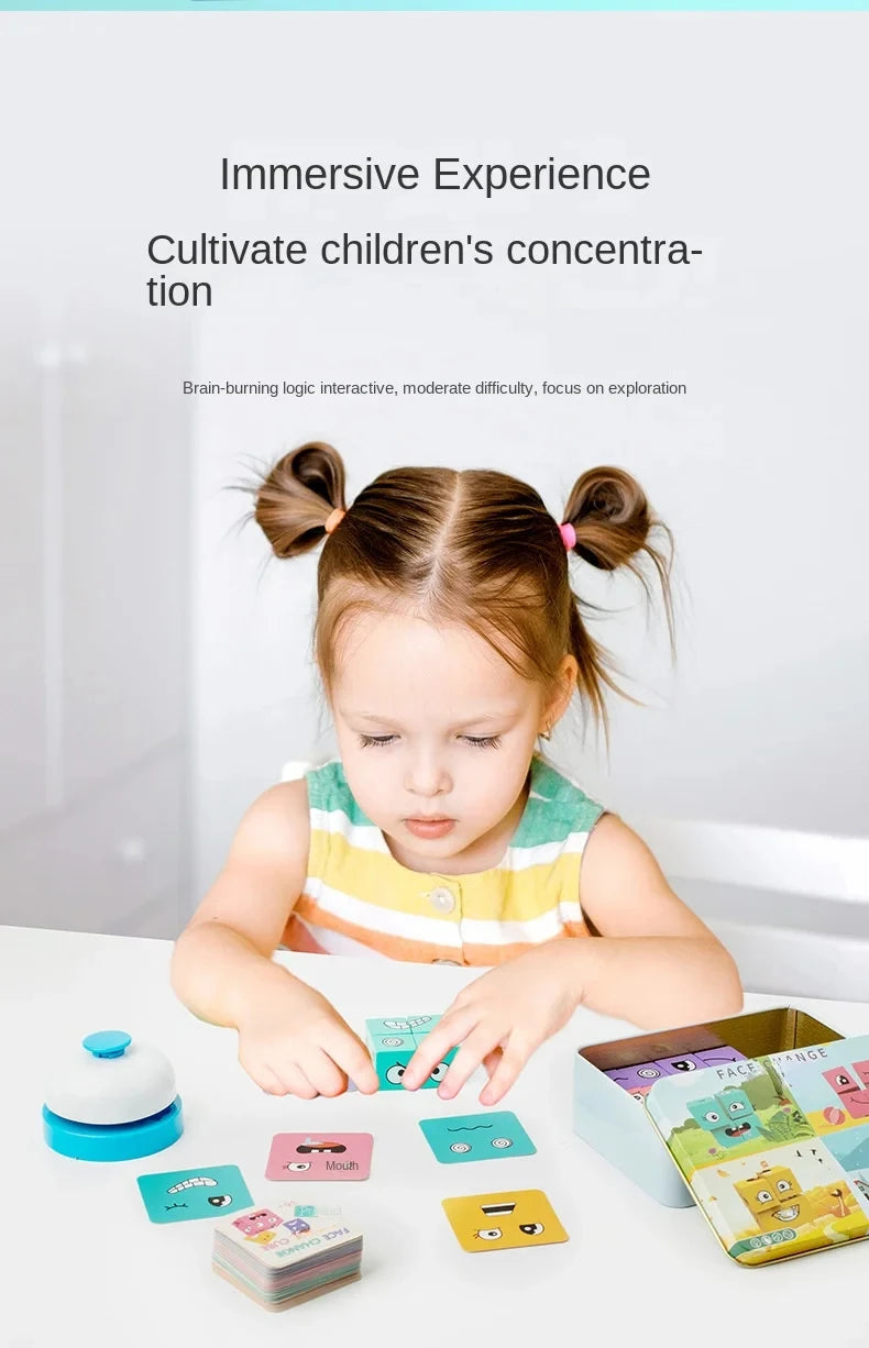 Cube Face Changing Building Blocks Board Game Wood Puzzle Montessori Expression Wooden Blocos for Children Battle Table Game by Smarsty