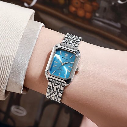 Women's Luxury Square Quartz Watch with Gold Alloy Strap - Smarsty