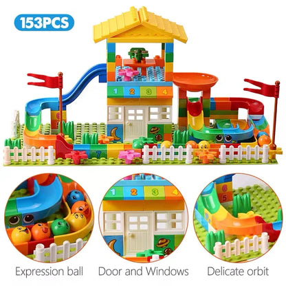 153PCS Big Particle Roof Blocks Compatible City House Big Size Slide Building Blocks Castle Brick Toys For Children - Smarsty