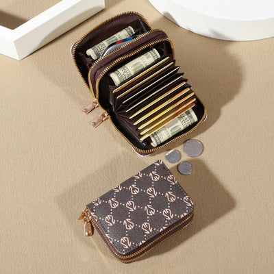 Chic Vintage Zippered Card Holder Wallet for Women - Secure Multi-Card Slots, Fashionable Faux Leather with Coin PurseLuxurious - Smarsty
