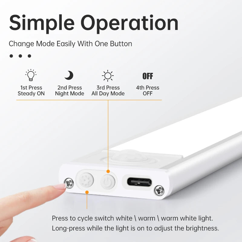 LED Motion Sensor Night Light for Cabinets and Wardrobes - Smarsty