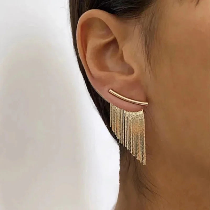 Long Gold Color Tassel Earrings for Women - Stylish Jewelry - Smarsty